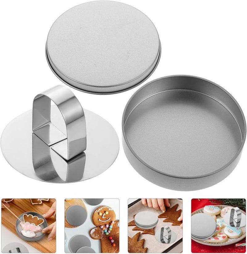 2Pcs Tinplate Sugar Cake Mold Set With Storage Box For DIY Candy Biscuit Baking - Image 2
